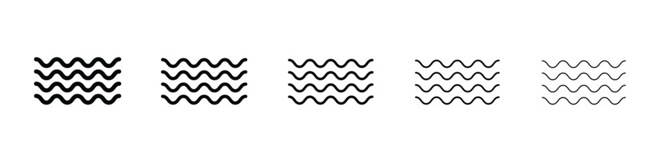 Wave icon web Vector collection in black strokes
