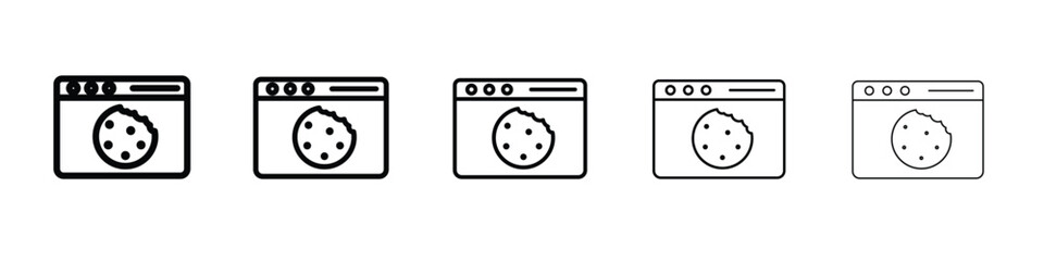 web Cookies icon web Vector collection in black strokes