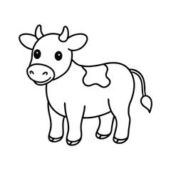 cartoon baby cow line drawing outline vector