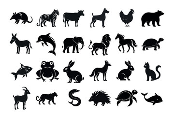 Silhouette animals icon set