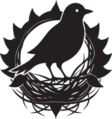 bird in nest silhouette