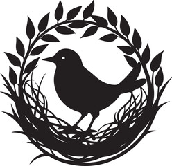 bird in nest silhouette