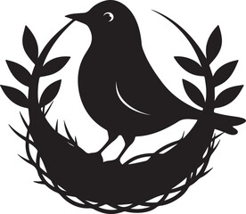 bird in nest silhouette