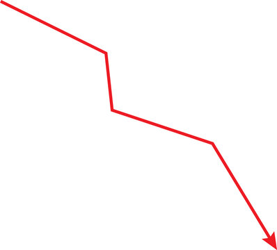 Red arrow pointing down on white background