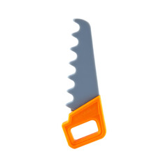 A bright orange and grey handsaw, a sharp and effective cutting tool, ready for DIY projects and construction, with a comfortable grip handle.