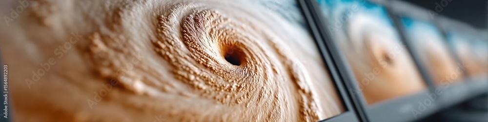 Aufkleber Real-time Atmospheric Data Visualization with Satellite Hurricane Imagery in Advanced Meteorological Control Room for Disaster Management and Climate Monitoring