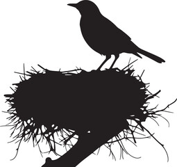 bird in nest silhouette