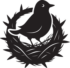 bird in nest silhouette