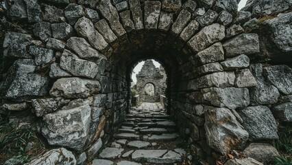Obraz premium Ancient archway leading to a mysterious portal
