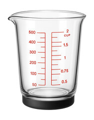 Wide-mouth measuring cup with a non-slip base for stability on kitchen counters.