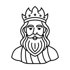 elegant bearded king outline drawing vector