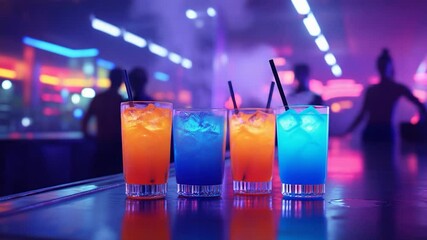 Colorful cocktails neon nightclub - Powered by Adobe