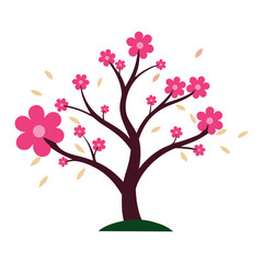 Fototapeta premium Spring blossom tree blooming with vibrant pink flowers for seasonal joy Vector illustration