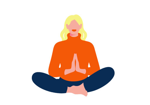 Illustration of a person meditating in a seated yoga pose on a white background. Illustration
