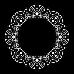 Frame in eastern tradition. Stylized with henna tattoos decorative pattern for decorating covers for book, notebook, casket, magazine, postcard and folder. Flower border in mehndi style.