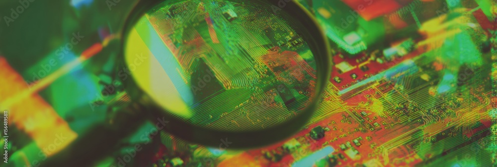 Poster High-Quality Malware Prevention Concept with Circuit Board Close-Up and Data Encryption Symbols for Modern Tech Security Marketing Campaigns