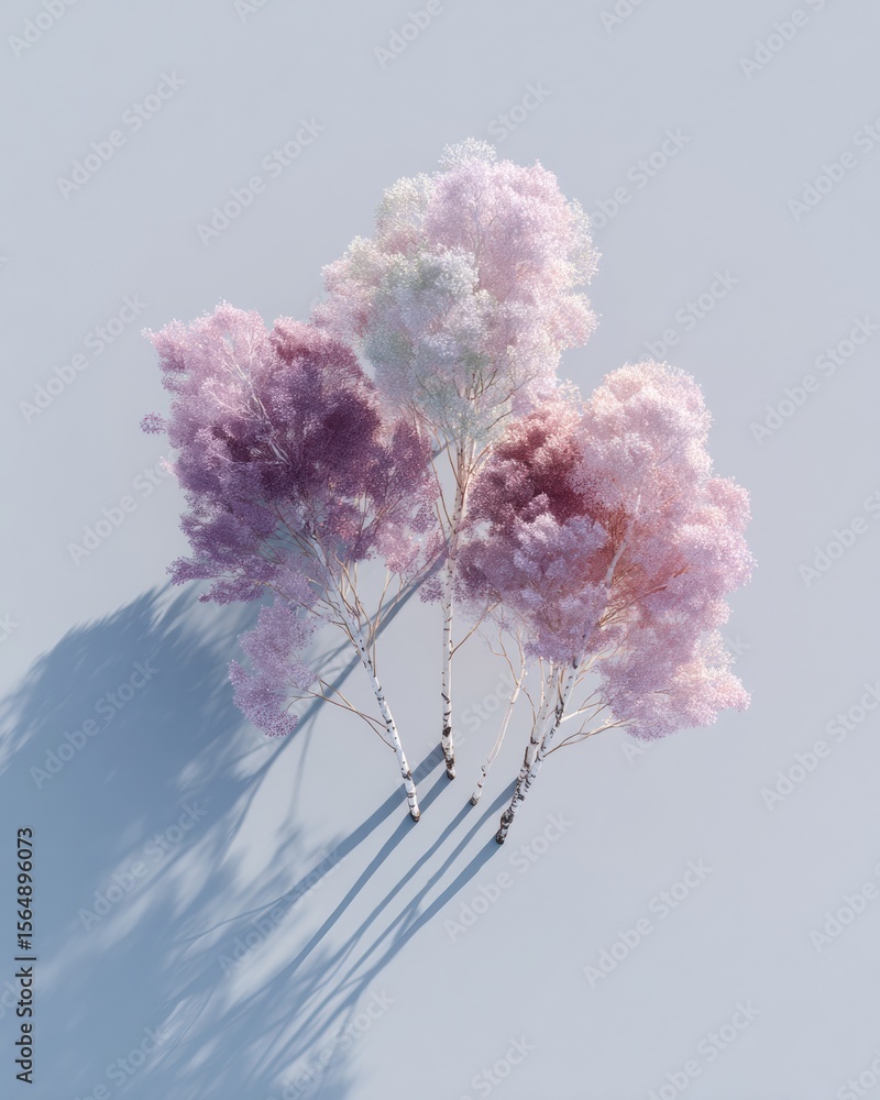 Poster earthquake inspired quaking aspen trees with pastel foliage on transparent background for environmen