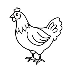 farm chicken line art vector illustration