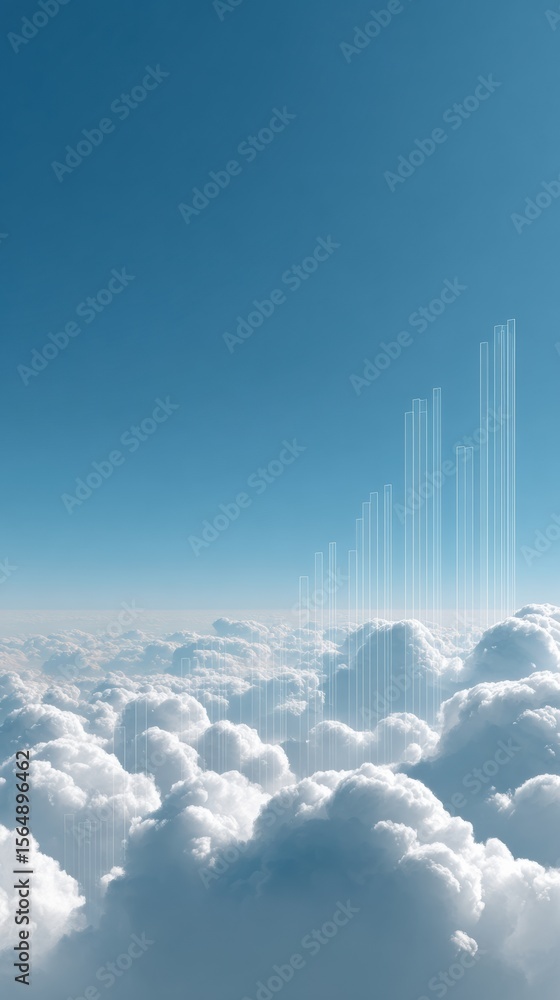 Poster Cloud Based Financial Growth Graphs with Digital Trading and Crypto Elements for Business Analytics and Investment Strategy Presentations