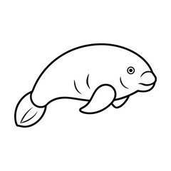 minimalist dugong line art vector drawing