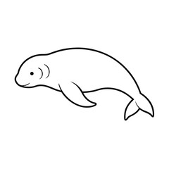 minimalist dugong line art vector drawing