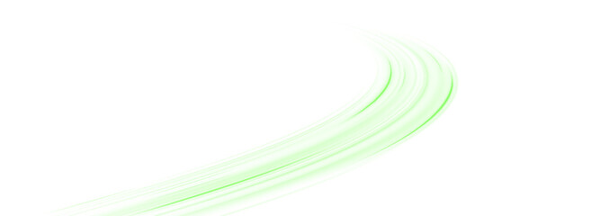 Neon green twirl and light beam over a transparent background, glowing motion trail with abstract...