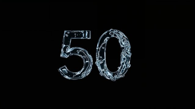 Clear water number 50 against black background