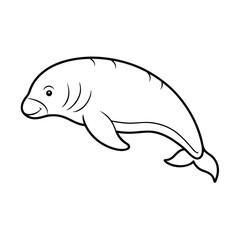 minimalist dugong line art vector drawing