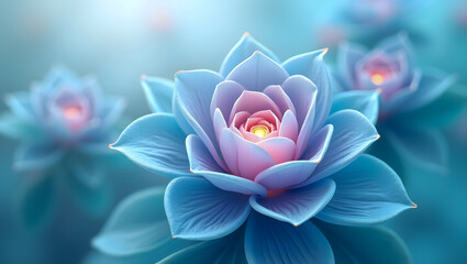 Fantasy-Style Digital Floral Swirl with Translucent Curling Petals in Icy Tones – Modern Abstract Aesthetic