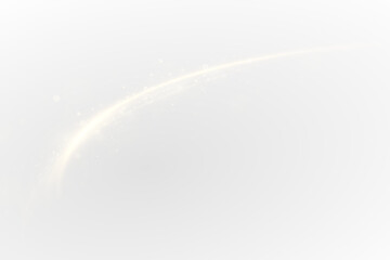 Elegant Golden Ribbon PNG. Curved Shining Light Effect with Smooth Glow and Twirl Sparkles Isolated for Holiday Design, Wedding Cards, or Luxury Decorative Elements