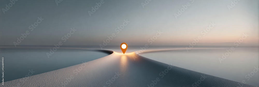 Poster futuristic technology roadmap with glowing waypoint marker on stylized digital path illustrating inn