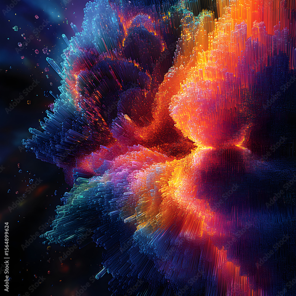 Fototapete colorful abstract extruded spikes creating a vibrant pattern