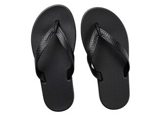 Fototapeta premium A pair of black flip flops isolated on transparent background