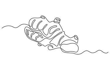 Single one line drawing ginger vegetable concept continuous line draw design graphic vector illustration, One continuous line drawing healthy organic ginger for farm logo identity. Fresh flowering.