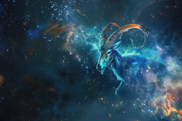 Astrological abstract composition with concept of Capricorn zodiac sign symbol