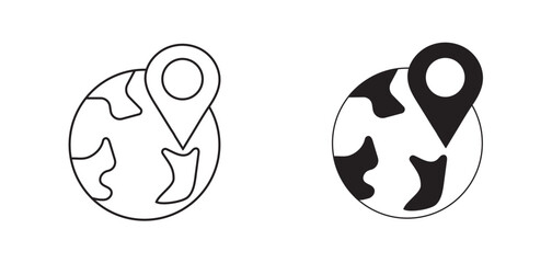 Global Location & World Map Pin Icons - International Navigation