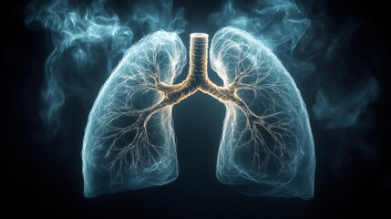Smoke is engulfing human lungs, highlighting respiratory issues