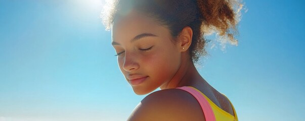 Body skin care routine: Close-up view of hands of a young woman applying lotion cream on her shoulder, Generative AI