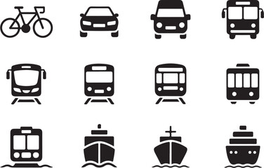 Minimalist Transport Line Icon Set

