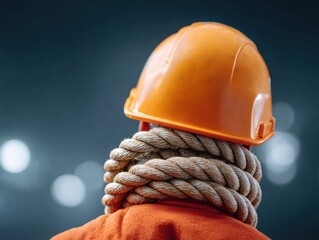 Industrial Safety Harness and Rescue Pulley System Close-up with Helmet and Rope Access Gear for Technical Rescue Training and Workplace Preparedness