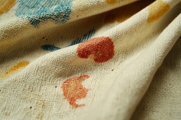 Dirty food mark on clothes: Close-up of food stains on a shirt, preparing for cleaning before laundry, Generative AI