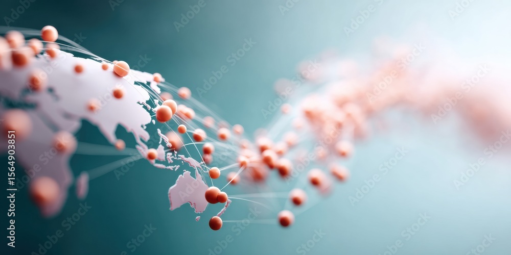 Poster Global Digital Network Visualization with Connected Data Points on World Map Showing Advanced Logistics and International Transport Efficiency