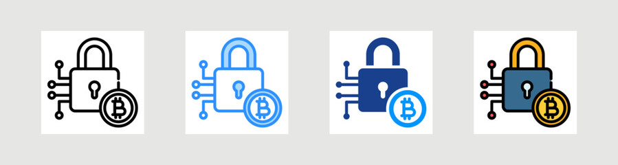 Bitcoin Encryption Icon Collection Set Multiple Style