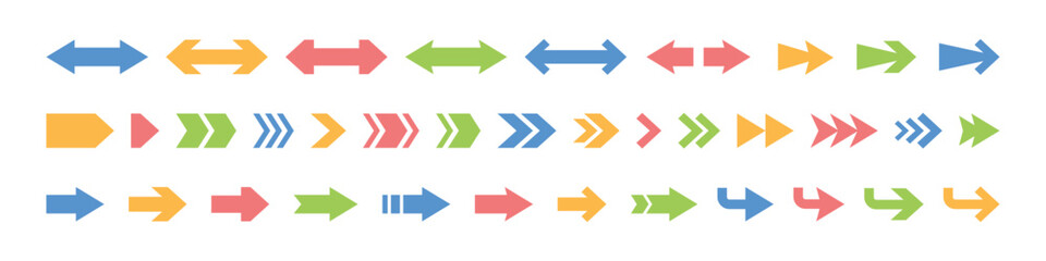 Arrow icon set. Arrow color vector set. Isolated arrow sign.