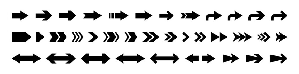 Arrow icon set. Arrow vector set. Isolated black arrow sign.