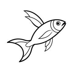 stylized flying fish outline drawing art