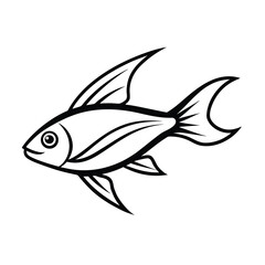 stylized flying fish outline drawing art