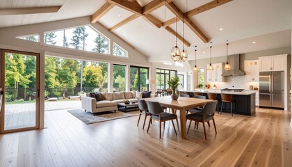 Beautiful Living Room Interior In New Luxury Home With View Of Kitchen Home Interior