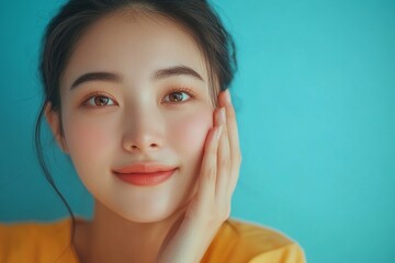 Facial expression of Asian young woman suffering from sensitive teeth, with hand touching her cheek, highlighting oral health concerns such as tooth sensitivity, Generative AI
