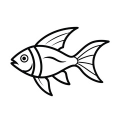 stylized flying fish outline drawing art
